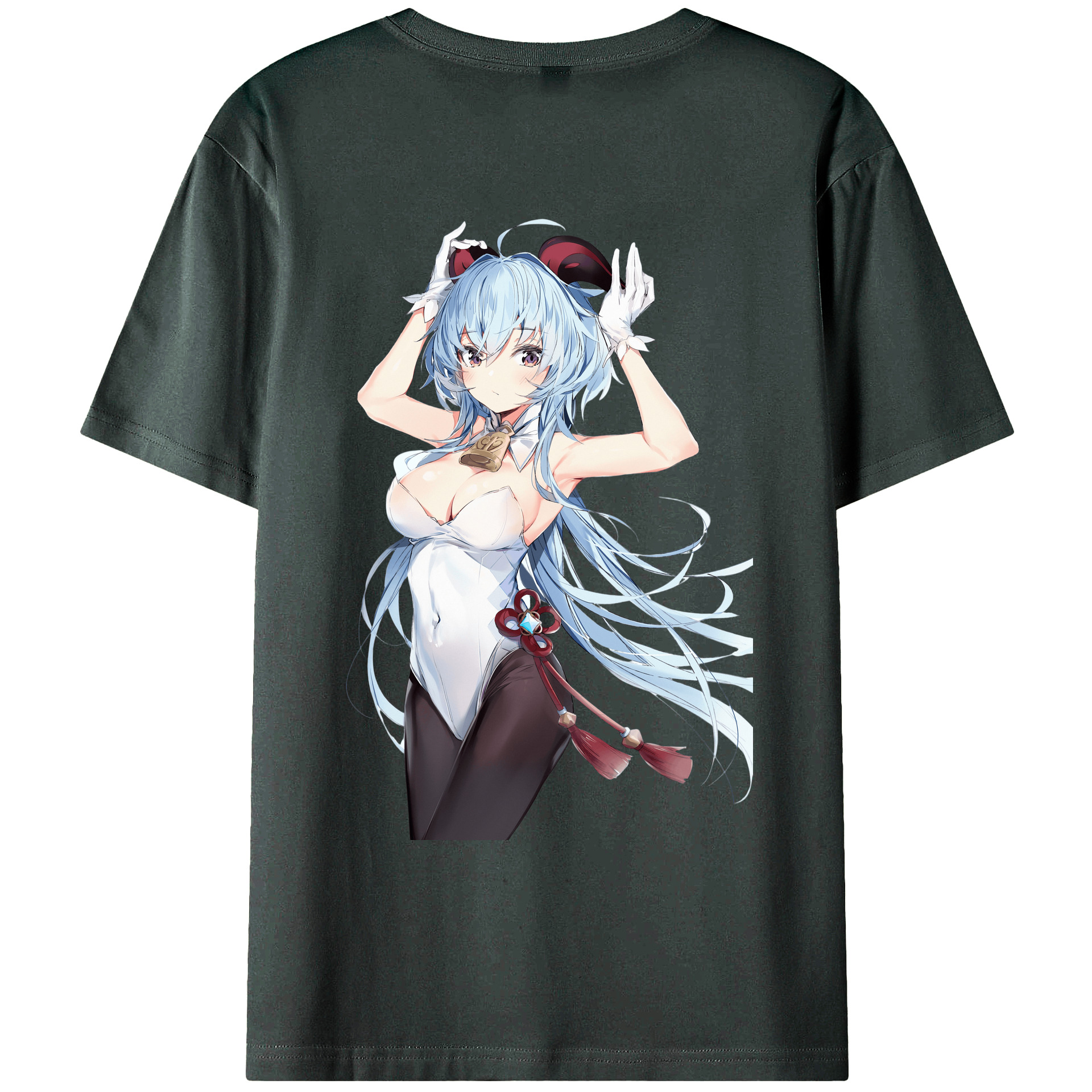 げんし神 甘雨 かんう genshin Ganyu 綿100％ メンズ半袖Tシャツ（バックプリント） 通気性